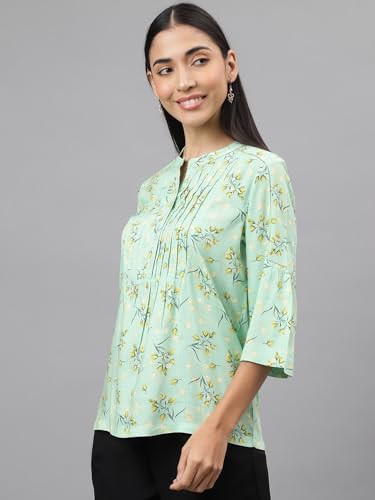 Latin Quarters Women Green Printed 3/4Th Sleeve Casual Tunic_XXL