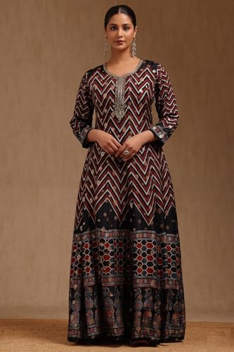 Soch Women's Russian Silk Floor Length Gown (SMUA5CD2092_Black