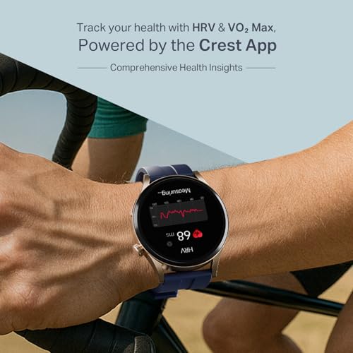 boAt Chrome Horizon, Premium Metal Body, Video Watch Faces, 1.51”(3.83cm) AMOLED Round Display, HRV & VO2 Max, Auto-Activity Detection, ASAP Charge, HRV Smartwatch for Men & Women (Royal Blue)