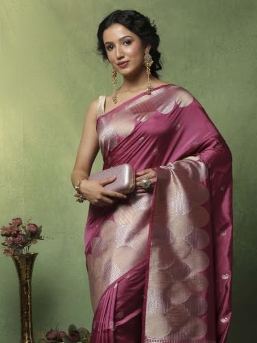 Meena Bazaar Women's Art Silk Saree with Unstitched Blouse Piece | Elegant Designer Traditional Ethnic Saree | Festive, Wedding & Party