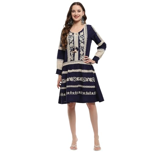 Indigo Cotton Tiered Dress