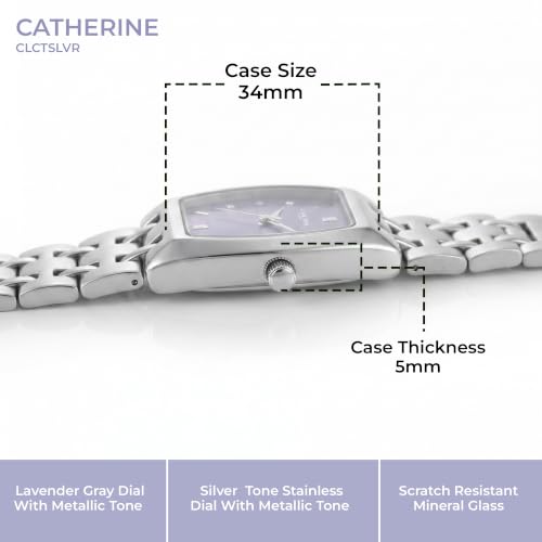 Carlton London Women's Watch Catherine Lavender Rectangle Dial CL-CT-SLVR