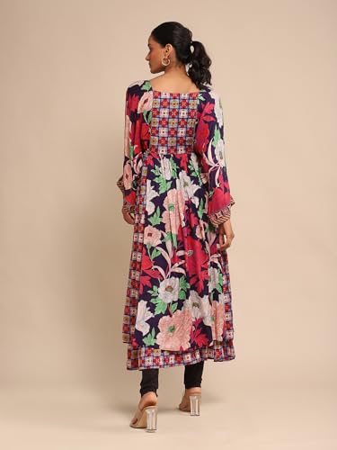 Ritu Kumar Blue Floral Print Kurta With Legging And Dupatta