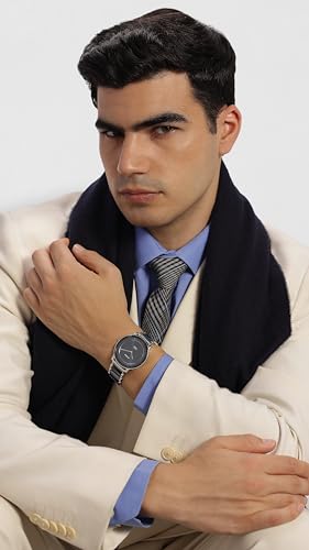 Titan Edge Fusion Quartz Analog Midnight Blue Dial Two Toned Silver Steel & Blue Ceramic Strap Watch for Men - NT1878KD02