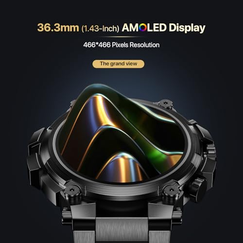 Fire-Boltt Dominian 36.3mm (1.43 inch) AMOLED Display, Stainless Steel Design, 466 * 466 px Resolution, Bluetooth Calling, Multiple Sports Modes, Health Mode, IP67, Weather Updates (Black)