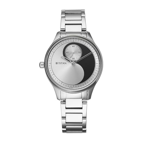 Titan Classique Plain 3 Hands Black Round Dial Silver A1Stainless Steel Strap Women's Watch - 2670SM12