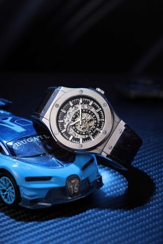 Daniel Hechter Paris Squelettique Collection Skeleton Dial Automatic Watch for Men - 24-Hour Subdial & Marker and Leather Strap - DHM1034-22