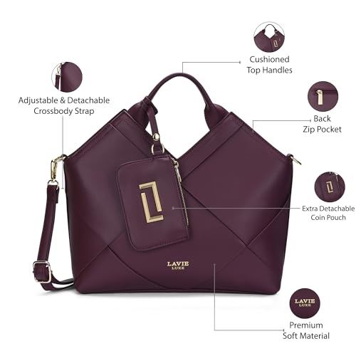 Lavie Luxe Women's Crossway26 Medium Satchel Handbag | Satchel Bag for Work | Ladies Purse | Stylish Shoulder Bag | Gift For Women