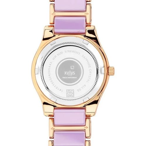 Xylys Quartz Analog Purple Dial Two Toned Steel & Ceramic Strap Watch for Women