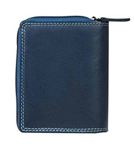 Calfnero Women Genuine Leather Wallet (Blue-Multi)