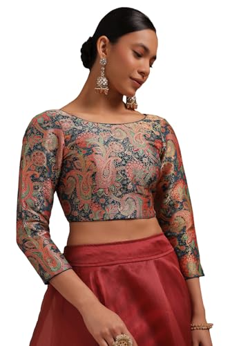 Soch Womens Blue Tussar Paisley Print Padded Blouse