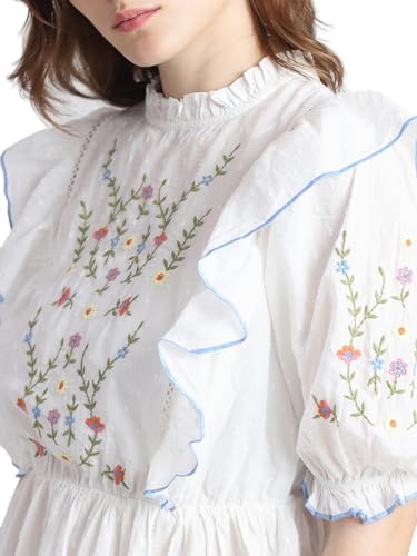 ONLY Women Embroidered Cotton White Peplum Top