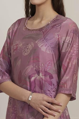 Biba Women Purple Poly Viscose Straight Suit Set_42