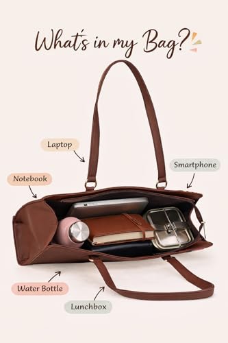 Zilly Women’s Office Essential Tote Bag |Handcrafted Vegan Leather | Elegant Work & Laptop Shoulder Bag | Malligai Blossom pattern