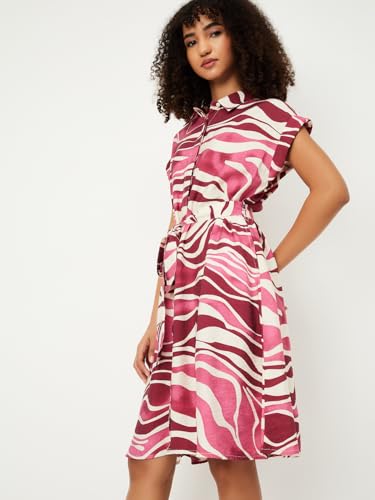 Max Women's Half Sleeves Spread Collar Cotton Printed Shirt Dress