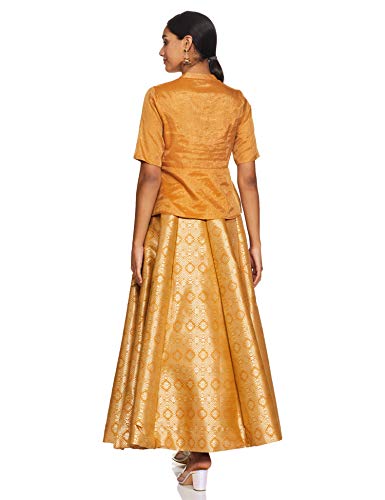 BIBA Women's Mustard Metallic Lehenga Set