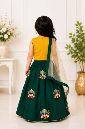 Suzvan Girls Traditional Embroidered Lehenga Choli Dress with Dupatta For baby Girls Dress(8-9 Years)