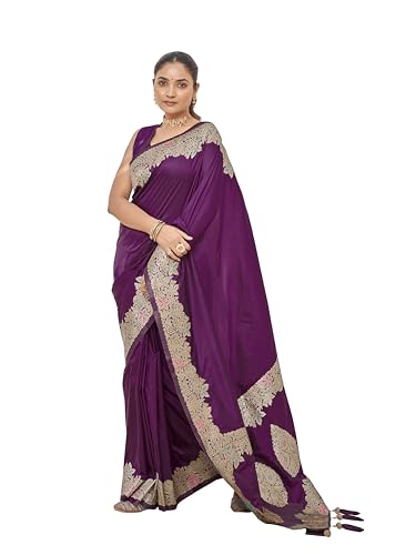 MANOHARI Women's Trendy Banarasi Soft Silk Woven Purple Saree With Heavy Jacquard Work Saree With Purple Blouse Piece_MN2017