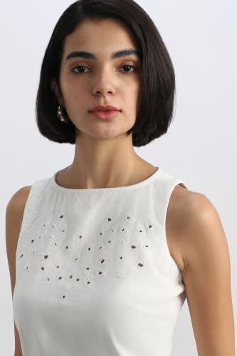 Women White Embroidered Casual Dress