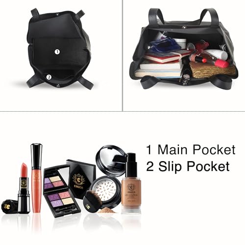 SIBY Women's Shoulder Tote Purse - PU Leather, Waterproof, Magnetic Lock Closure, Includes Small Purse - Black