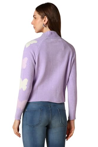 Allen Solly Women's Acrylic Asymmetric Neck Sweater (AHSWCRGFQ59032_Lilac
