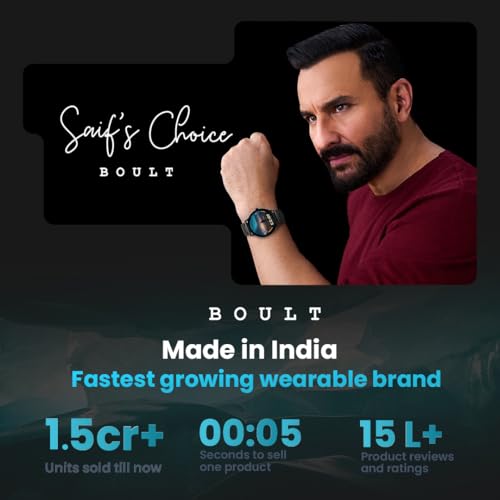 GOBOULT Dire Smartwatch: 1.38'' 2.5D Curved HD Display, BT Calling, 500 Nits Brightness, IP67, 250+ Watchfaces, 120+ Sports Modes, AI Voice Assistant, SpO2 Monitoring (Jet Black)