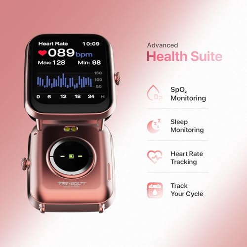 Fire-Boltt Ninja Call Pro Plus Bluetooth Calling Smart Watch, 1.83″ HD Display, AI Voice Assistant, 120+ Sports Modes, IP67 Waterproof, SpO2 & Heart Rate Monitor Smartwatch for Men & Women - Pink