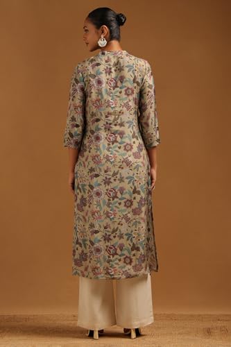 Soch Womens Grey Muslin Floral Kurta