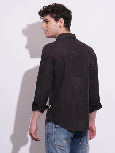 Being Human Black Moderno Fit Regular Collar Long Sleeves Men's Shirt Clothing