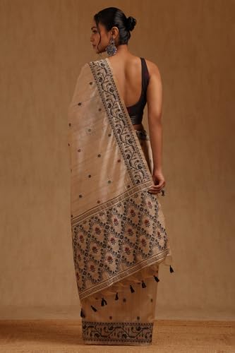 Soch Womens Black Dola Silk Woven Designs Saree