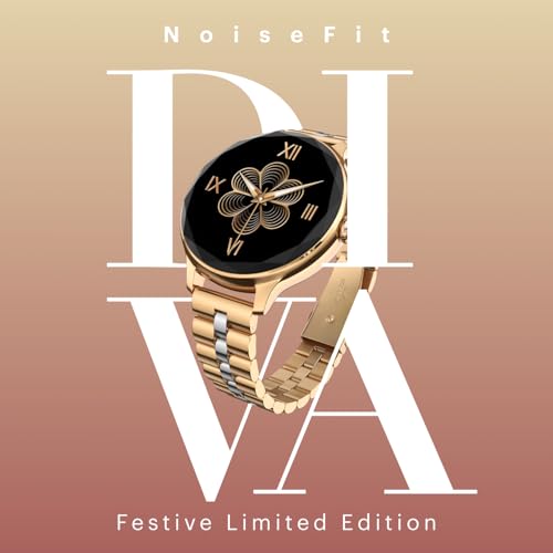 Noise Diva Smartwatch for Women with Diamond Cut Dial, Glossy Metallic Finish, AMOLED Display, New Metal Straps, 100+ Watch Faces, Female Cycle Tracker Smart Watch for Women (Metallic Rose Blend)