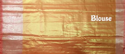 VFCollections Women's Traditional Handloom Kanchipuram Silk Pure Pattu Sarees – Wave Butta Allover | Rich Zari Woven Design | Bridal Saree | Unstitched Blouse