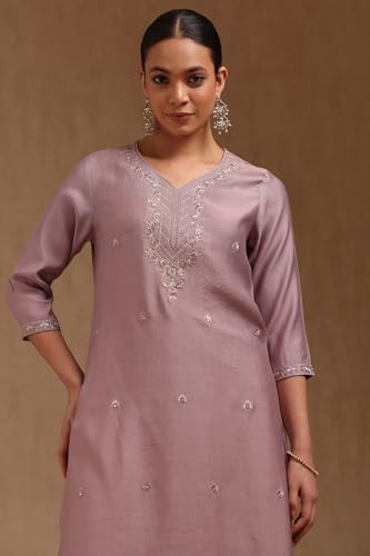 Soch Womens Purple Gadwal Embroidered Kurta with Thread Work