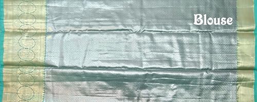 VFCollections Women's Traditional Handloom Classic Kanchipuram Silk Pure Pattu Sarees, Rich Peacock Butta All over | Rich Zari Woven Design | Bridal Saree | Unstitched Blouse