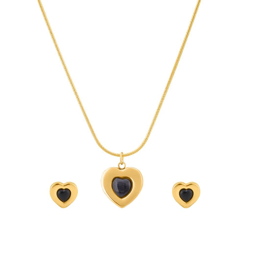 PALMONAS Raven Heart Necklace & Earring jewellery Set for Women | Gift For Women & Girls
