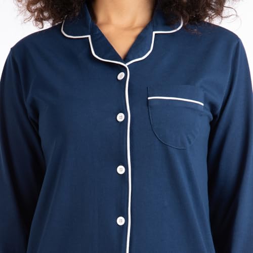 NITE FLITE Women Picasso Blue 100% Cotton Nightwear Full Sleeve | Top and Pyjama Set (Piccaso Blue, L)