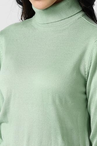 Van Heusen Women's Acrylic Turtle Neck Sweater (VWSWURGF121403_Light Green