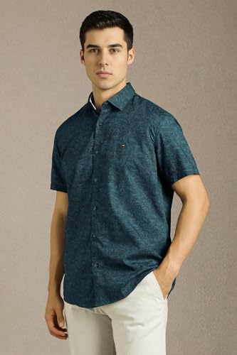 Louis Philippe Men Navy Print Half Sleeves Casual Shirt