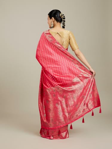 MOHEY Women's Art Silk Embroidered & Embellished Saree(Pink)