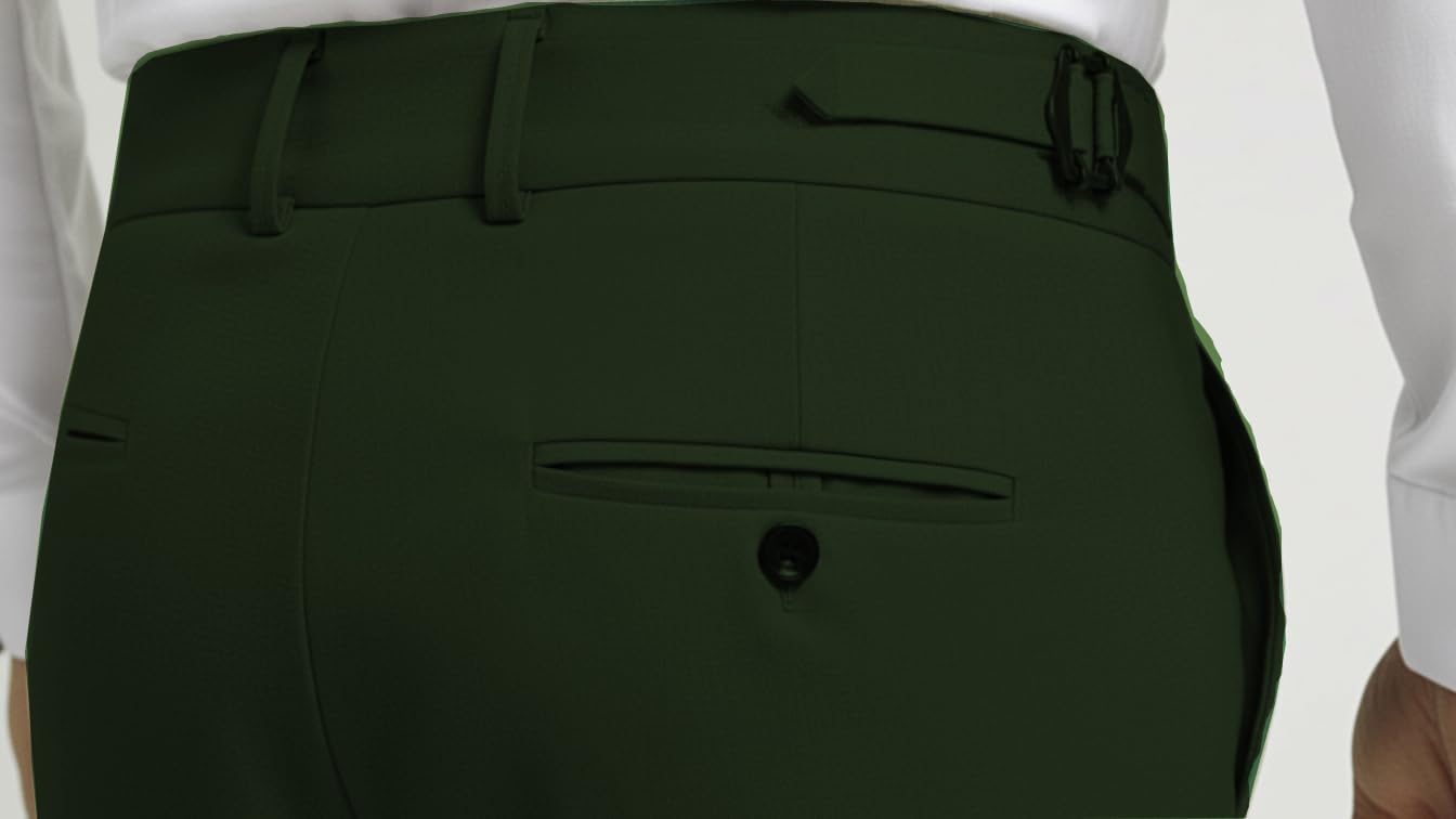 ATHRZ Formal Trousers, Tailored Fit, Belt Loops, Cuffed Hem Gurkha Pant (in, Numeric, 36, Regular, Olive)