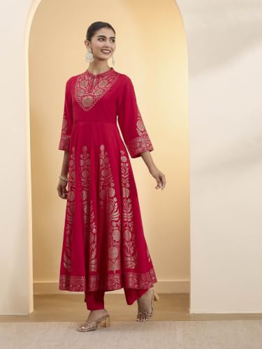 BIBA Printed Poly Viscose Anarkali Semi_Formal Kurta Set