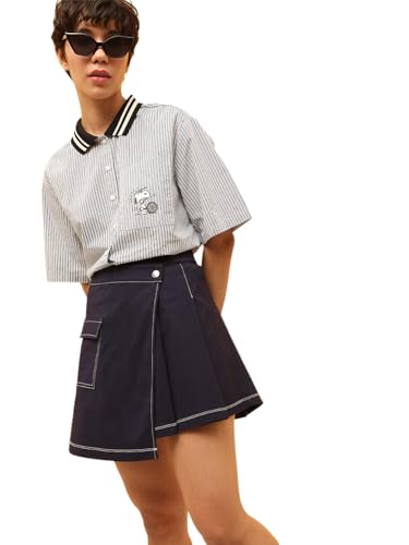 ONLY Women Wrap High-Rise Navy Skirt