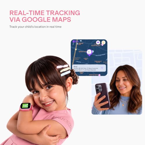 boAt Sailor Nav Kids Smartwatch with 2-Way Video & Voice Calling, Real Time Location Monitoring via Google Maps, Geofencing, 4G SIM Compatible, Parental Control, SOS, Smartwatch for girls (Fairy Pink)