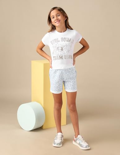 U.S. POLO ASSN. Girl Squad Pure Cotton T-Shirt (UGTSH0446_White_13-14Y)