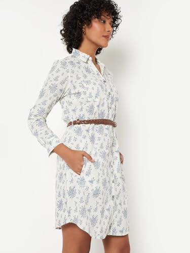 Max Women Floral Print Shirt Dress (Beige_L)