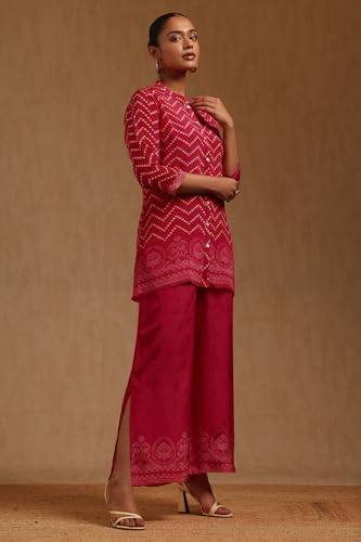 Soch Womens Fuchsia Crepe Chevrons Co-Ords Set