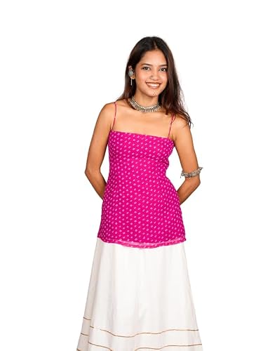 Nishorama Rasika Bandhani Corset Kurti,XXL Pink