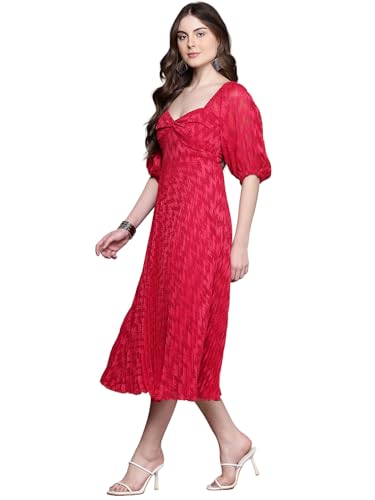 Label RITU KUMAR Red Melanie 3/4 Sleevess Long Dress