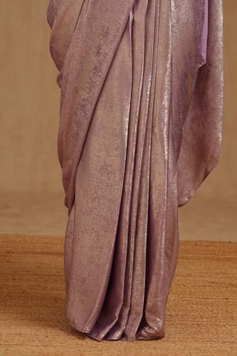 Soch Womens Lavender Fendy Tissue Solid Ready to Wear Saree