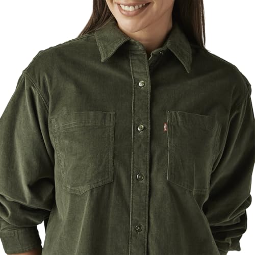 Levi's Women's Solid Olive Spread Collar Shirt